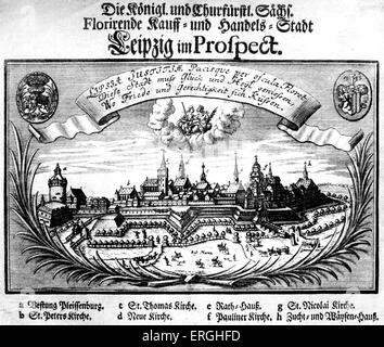 Leipzig, Allemagne. (Titre : Leipzig im Prospect'). JS Bach a vécu à Leipzig entre 1723 et 1750. Banque D'Images