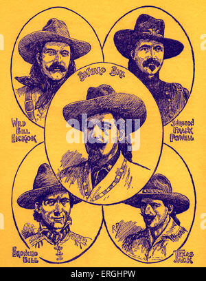 Héros de l'Ouest sauvage. Sous-titre suivant : 'Sturdy camarades du sentier. Portraits de Buffalo Bill, Wild Bill Hickok, chirurgien Banque D'Images