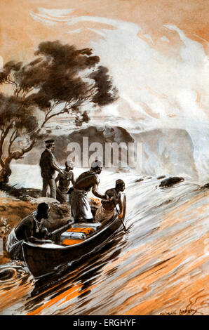 David Livingstone découverte du fleuve Zambèze, Victoria Falls, 1855. Illustration par George Soper (1870 - 1942). Banque D'Images