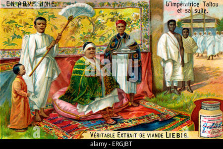 Taytu Betul - illustration, 1906. À partir de cartes à collectionner Liebig (série française titre : 'En Abyssinie'/'En Abyssinie'). TB : Impératrice Consort de l'Empire éthiopien (1889-1913) et l'épouse de l'Empereur Menelek II d'Éthiopie, ch. 1851 - 11 février 1918. Banque D'Images