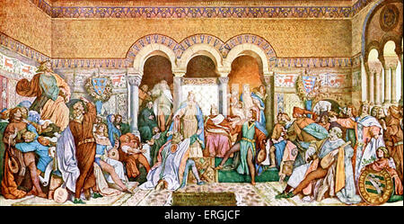 Le concours des chanteurs à la Wartburg Castle (1206). Moritz von Schwind fresques au château de Wartburg. La salle des troubadours Banque D'Images