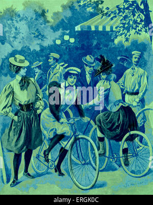 La mode pour les bicyclettes dans le Bois de Boulogne (en anglais : 'La vogue de la bicyclette au Bois de Boulogne"), 1897. Après Saint Banque D'Images