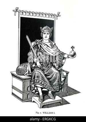 Guillaume le Conquérant (1028-1087) vêtu de la robe d'État, tenant l'orbe et l'épée royale. William J'ai conquis l'Angleterre en 1066. 1950 mort de l'artiste -peut nécessiter l'autorisation d'auteur Banque D'Images