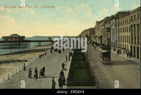 St Leonards on sea, Hastings. À la fin du xixe siècle, lorsque cette photo a été prise, Saint-Léonard n'était pas encore partie de Banque D'Images