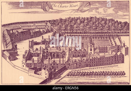 Chartreuse de Londres en 1611. Le site a été reconstruit en 1545 après la dissolution de l'Monastaries. Thomas Sutton a doté la Banque D'Images