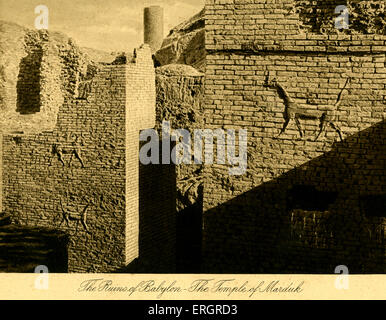 L'Iraq - les ruines de Babylone - Le Temple de Marduk. Photo prise en 1920 après la création de l'Irak ( à partir de Bagdad, Photo Studio Banque D'Images