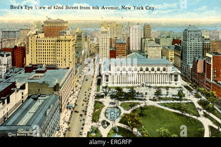 La ville de New York, USA : bird's eye view de la 42e Rue à partir de la 6ème Avenue. Dvorák. Banque D'Images