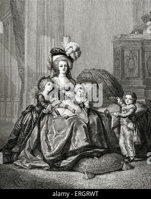 Marie -Antoinette, Reine de France, et ses enfants : Louis-Joseph-Xavier-Francois (1781-1789), Louis-Charles de France (b. Banque D'Images