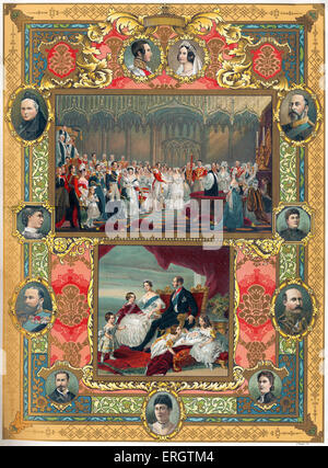 La reine Victoria d'Angleterre - mariage de Sa Majesté à Prince Albert en 1840, avec un portrait de la famille royale en 1846. 24 Banque D'Images