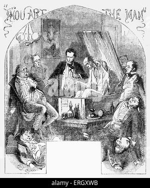 "Tu es cet homme" : nouvelle d'Edgar Allan Poe. Dead Man sortant de cercueil. Pae : American auteur et poète, 19 Janvier Banque D'Images