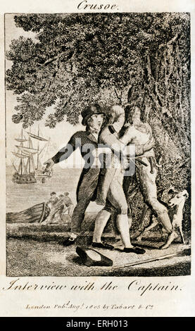 La vie et les Aventures de Robinson Crusoé de Daniel Defoe.Caption reads 'Entretien avec le capitaine . Première publiished Banque D'Images