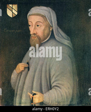 Portrait de Geoffrey Chaucer. Auteur anglais, poète et philosophe : c 1343 - 25 octobre 1400.( Bodleian Library.) Banque D'Images