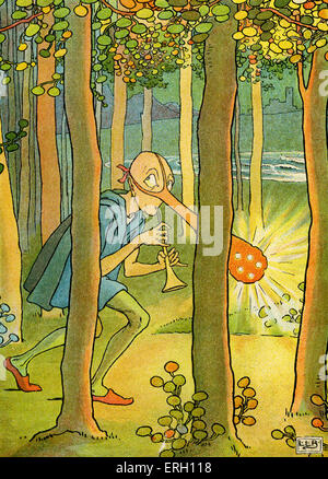 Le Dong avec un nez lumineux par Edward Lear : 'l'errance à travers la forêt Dong va'. Illustration par Brooke Leslie L. Banque D'Images