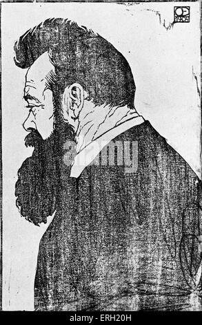 Ferdinand Hodler 1904 dessiné par Emil Orlik en 1904. Peintre suisse, 14 mars 1853 - 19 mai 1918. Artiste tchèque, aquafortiste et Banque D'Images