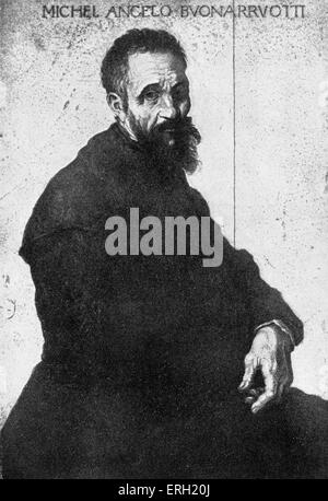 Michelangelo Buonarroti dessiné par Emil Orlik. Renaissance italienne peintre, sculpteur, architecte, poète et ingénieur, 6 mars 1475 - 18 février 1564 République tchèque, artiste graveur et lithographe : 21 juillet 1870 - 28 septembre 1932 Banque D'Images