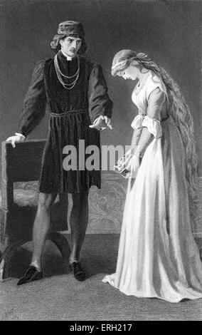 Hamlet (Acte III, scène 1), pièce de William Shakespeare. Hamlet et Ophélie. 'Hamlet : "Je t'aimais pas." Ophélia :' J'ai été le plus déçu.'' peint par J D Watson, gravée par S Smith. William Shakespeare, poète et dramaturge anglais, baptisé le 26 avril 1564 - 23 avril 1616. Banque D'Images