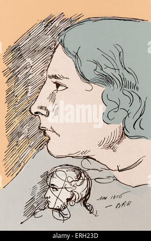 John Keats -à partir de croquis par B R Haydon. Poète anglais, 1795-1821. Version colorisée. Banque D'Images