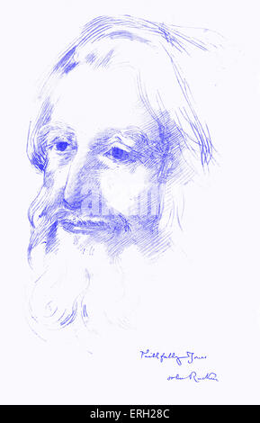 John Ruskin, auteur anglais, poète, critique d'art, artiste et critique sociale. 8 février 1819 - 20 janvier 1900. Illustration par Banque D'Images