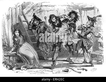 Charles Dickens ' 'Barnaby Rudge' . Sous-titre suivant:Mlle Haredale et Dolly Varden détenus'. Illustration par Phiz (H K Banque D'Images