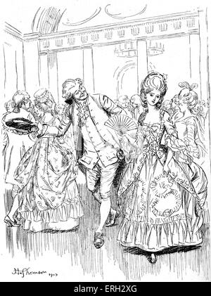 'Evelina' par Fanny Burney. Un jeune homme à une danse Evelina troubles, lettre XIII. Cette édition publiée en 1920. D'abord publié en 1778. FB, romancière anglaise, 13 juin 1752- 6 Jan 1840. Illustration par Hugh Thomson 1860-1920. Banque D'Images