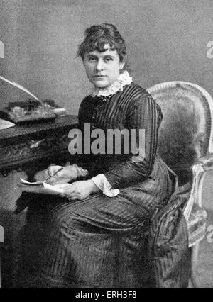 Kate Greenaway, 1880. Portrait de l'auteur de livres pour enfants à son bureau. Illustratrice de livres pour enfants en anglais et écrivain, 17 Banque D'Images