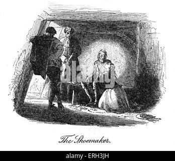 Un conte de deux villes de Charles Dickens, publié en 1859. Illustration par Hablot K. Browne (Phiz), 1815 - 1882. Sous-titre suivant : "le cordonnier". Lucie visites son père, le docteur Manette, qui est incarcéré à la Bastille. CD : 7 février 1812 - 9 juin 1870. Banque D'Images