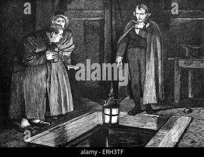 Charles Dickens ''Les Aventures d'Oliver Twist ', d'abord publié 1838. Légende : ' La preuve détruit. ' Description des lieux : M. Bumble watches M. Monks détruire les preuves d'Oliver's family connections. Chapitre 38. Illustration par James Mahoney 1916-79. CD : romancière anglaise : 7 février 1812 - 9 juin 1870. Banque D'Images