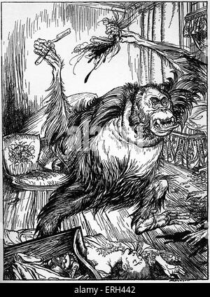 "Meurtre dans la Rue Morgue par Edgar Allan Poe. Illustration par Arthur Rackham (1867 - 1939). L'auteur américaine du PAE et poète : 19 Banque D'Images