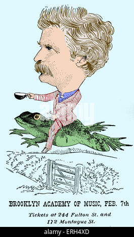 Mark Twain poster pour parler au Brooklyn Academy of Music c. 1869 (connexion avec' Jumping Frog de comté', 1867 ) Mark Twain Banque D'Images