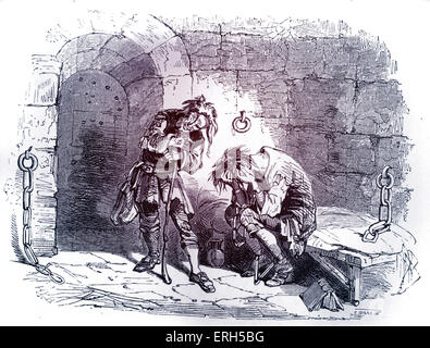 Charles Dickens ' 'Barnaby Rudge' . Sous-titre suivant : "Dans Newgate'. Barnaby revient sur son incarcération. Illustration par Phiz (H K Banque D'Images