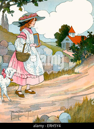 Mary had a little lamb, illustration par Blanche Fisher Wright (dates inconnues). Publié 1916. "Mary had a little lamb, sa Banque D'Images