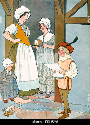 Petit Tommy Tucker, illustration par Blanche Fisher Wright (dates inconnues). Publié 1916. 'Little Tom Tucker, chante pour son Banque D'Images