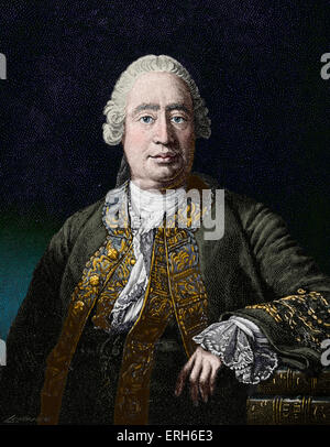 David Hume - portrait de l'auteur écossais, philosophe et historien, après portrait par James Ramsay. 26 avril 1711 - 25 Banque D'Images