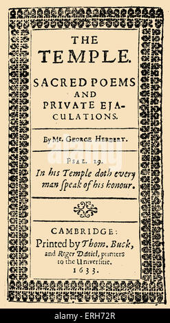 'Le Temple Sacré, poèmes et d' éjaculations' par George Herbert publié 1633, Cambridge, par Thom, Buck et Roger Daniel. Titlepage. Welsh né poète anglais 3 Avril 1593 - 1 mars 1633 Banque D'Images