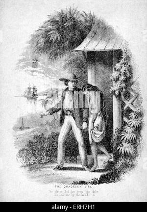 La fille Quadroon illustration pour 1885 poème épique le chant de Hiawatha - par Henry Wadsworth Longfellow . Légende : l'a conduite la bave) de la porte/ il l'a menée par la main'. Basé sur des légendes et de l'ethnographie de l'Ojibwe (Chippewa, Anishinaabeg) et d'autres peuples autochtones contenues dans recherches Algic (1839) et d'autres écrits de Henry Rowe Schoolcraft. HWL : poète et éducateur, 27 février 1807 - 24 mars 1882. H : géographe américain, géologue et ethnologue, 28 mars 1793 - 10 décembre 1864. Banque D'Images