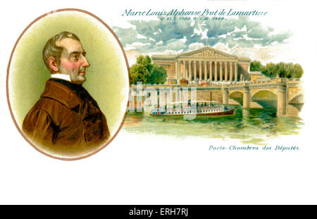 Marie Louis Alhonse Prat de Lamartine - portrait. Écrivain français, poète et homme politique qui a joué un rôle déterminant dans la fondation de Banque D'Images