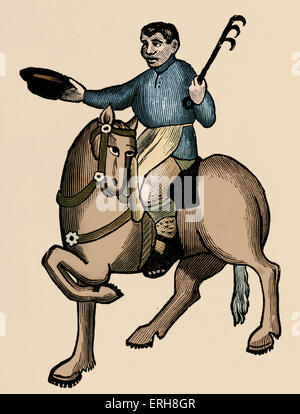 Geoffrey Chaucer's Le Cuisinier à cheval. à partir de Les contes de Canterbury - ch. 1343-1400. Ellesemere autographe de Contes de Canterbury. Banque D'Images