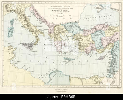 19e siècle illustrant la voyages missionnaires et dernier voyage de l'Apôtre Paul sur la méditerranée. Illustration par Philip R Morris (1836-1902). Banque D'Images