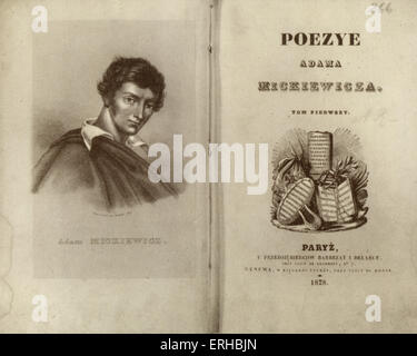 Adam Mickiewicz, Bernard (poète, ami de Frédéric Chopin 1798-1855 ) portrait dessiné par Louis titre en face de Croutelle Banque D'Images