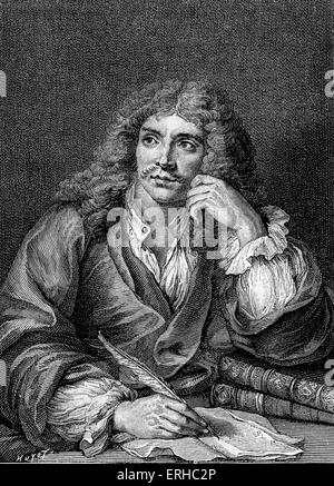 Molière, de son vrai nom, Jean-Baptiste Poquelin dramaturge et acteur français 1622-1673. Après gravure de Lepicie, après peinture par Banque D'Images