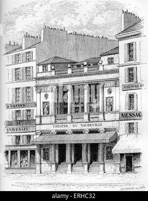 Façade du théâtre du Vaudeville, Paris, France, 1827. Banque D'Images