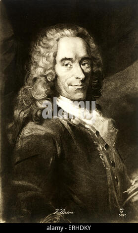 Francois-Marie Arouet (Voltaire) - le portrait d'écrivain et auteur de Candide, Zadig, Micromegas, Dictionnaire philosophique. Banque D'Images
