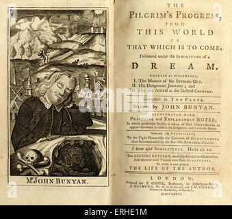 John Bunyan - page de titre de l'écrivain anglais 's livre 'Le progrès' du pèlerin (1776). 'The Pilgrim's Progress de ce monde pour que ce qui est à venir dans le cadre de l'imitation d'un rêve". Londres, publié 1776. D'abord publié 1678. Les pèlerins. JB : 28 novembre 1628 - 31 août 1688. Écrivain religieux anglais, prédicateur, théologien, poète. Banque D'Images