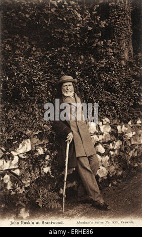 John Ruskin à Brantwood, portrait comme un vieil homme. Peintre et écrivain romantique anglais, scientifique, philosophe et 8 février Banque D'Images