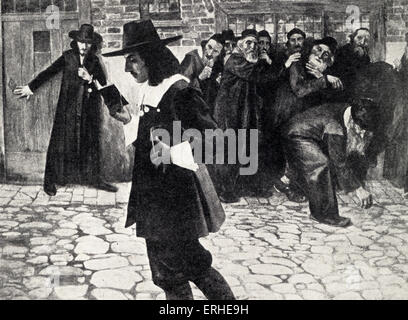 Baruch Spinoza - marcher avec livre à la main, à Amsterdam, à l'écart par la communauté juive locale. Philosophe, 1632 - 1677 Banque D'Images