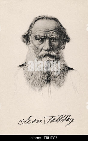 Léon Tolstoï - portrait de l'écrivain russe, philosophe, moraliste, esthétique et mystique 1828-1910 Banque D'Images