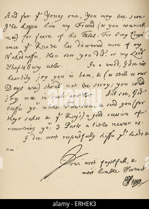Lettre autographe signée par Samuel Pepys, 19 octobre 1695. Écrivain et mémorialiste. 1633 - 1703 Banque D'Images