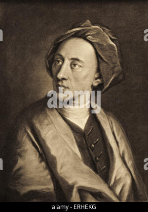 Alexander Pope - portrait 21 mai 1688 - 30 mai 1744 - portrait par William Hoare Banque D'Images