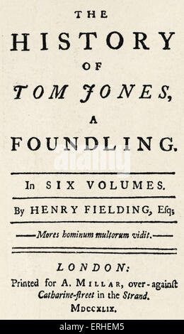 Henry Fielding - 'Tom Jones' - page de titre du roman. Première édition, publiée en 1749. Romancier et dramaturge, romancier anglais 1707 Banque D'Images