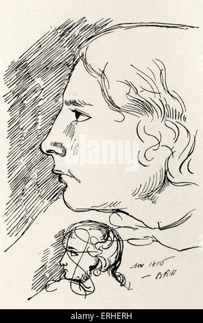 John Keats -à partir de croquis par B R Haydon. Poète anglais, 1795-1821. Banque D'Images